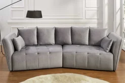Modernes Big Sofa ROYAL 295cm grau Velours-Strickstoff Federkern XXL-Couch