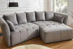 Modernes Big Sofa ROYAL 295cm grau Velours-Strickstoff Federkern XXL-Couch