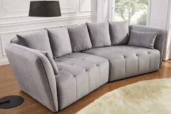 Modernes Big Sofa ROYAL 295cm grau Velours-Strickstoff Federkern XXL-Couch