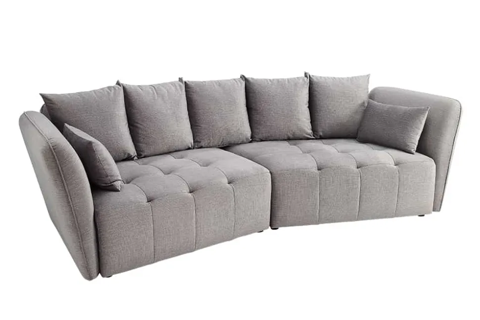 Modernes Big Sofa ROYAL 295cm grau Velours-Strickstoff Federkern XXL-Couch