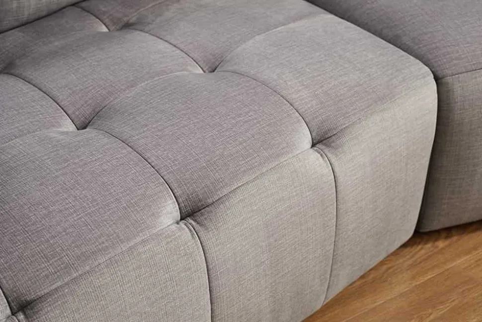 Modernes Big Sofa ROYAL 295cm grau Velours-Strickstoff Federkern XXL-Couch