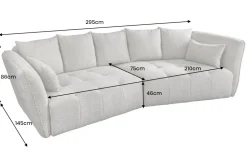 Modernes Big Sofa ROYAL 295cm grau Bouclé Federkern XXL-Couch inkl. Kissen