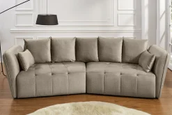 Modernes Big Sofa ROYAL 295cm greige Velours-Strickstoff Federkern XXL-Couch