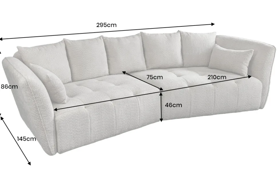 Modernes Big Sofa ROYAL 295cm greige Velours-Strickstoff Federkern XXL-Couch