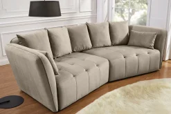 Modernes Big Sofa ROYAL 295cm greige Velours-Strickstoff Federkern XXL-Couch