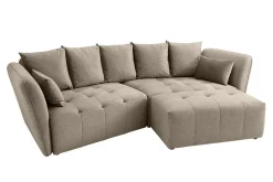 Modernes Big Sofa ROYAL 295cm greige Velours-Strickstoff Federkern XXL-Couch