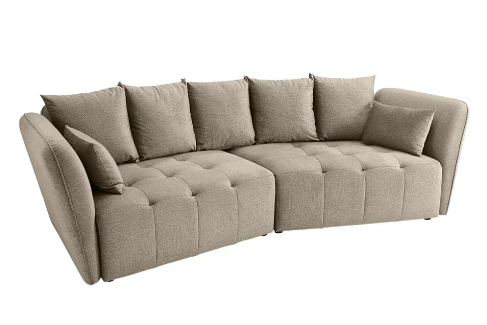 Modernes Big Sofa ROYAL 295cm greige Velours-Strickstoff Federkern XXL-Couch