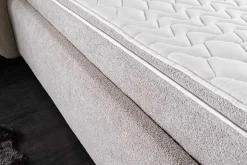 Modernes Boxbett ART DECO 180x200cm greige Bouclé mit Stauraum Matratze und Topper