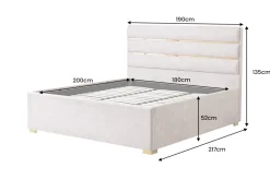 Modernes Boxbett METROPOLITAN 180x200cm grau Samt mit Lattenrost und Stauraum