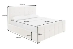 Modernes Boxbett PRESTIGE 180x200cm creme Bouclè mit Stauraum und Lattenrost