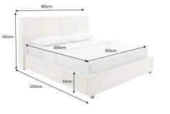 Modernes Boxbett ROCCO 160x200cm beige Cord mit Stauraum und Lattenrost