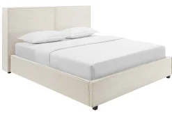 Modernes Boxbett ROCCO 160x200cm beige Cord mit Stauraum und Lattenrost
