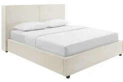 Modernes Boxbett ROCCO 180x200cm beige Cord mit Stauraum und Lattenrost