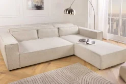 Modernes Ecksofa BOSSA NOVA 265cm beige Strukturstoff 3-Sitzer Couch L-Form