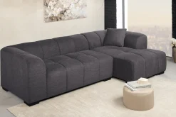 Modernes Ecksofa CITY 240cm grau Strukturstoff 3-Sitzer Couch inkl. Kissen