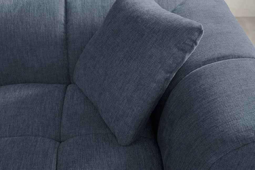 Modernes Ecksofa CITY 240cm blau Strukturstoff 3-Sitzer Couch inkl. Kissen
