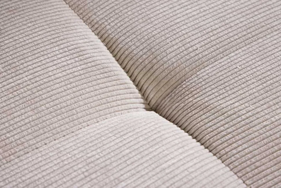 Modernes Ecksofa DESIGNO 250cm champagner beige Cord Couch inklusive Kissen Metallfüße