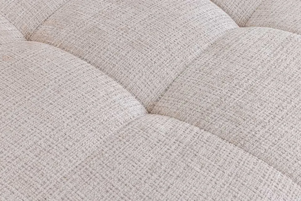 Modernes Ecksofa KENT 220cm champagner beige Chenille Cremona Federkern Wohnlandschaft mit Hocker