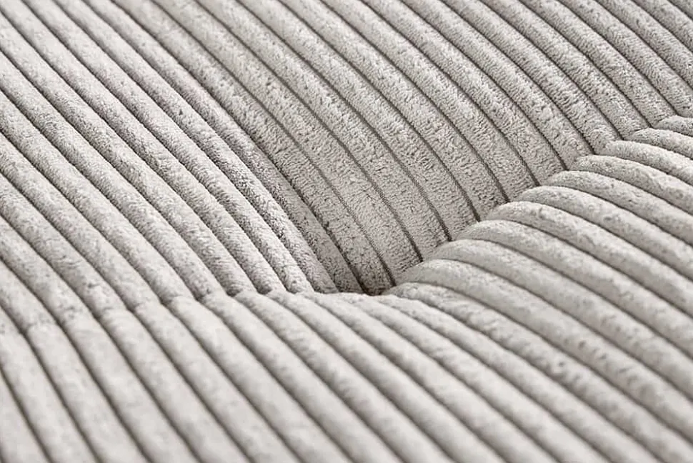 Modernes Ecksofa KENT 220cm beige Cord inkl. Hocker Federkern L-Form Wohnlandschaft