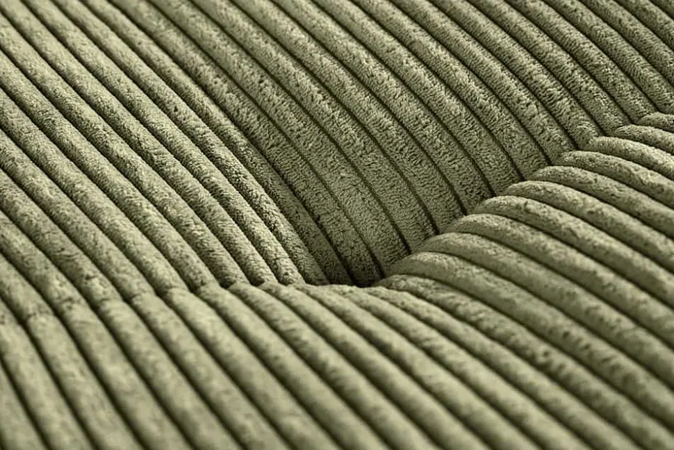 Modernes Ecksofa KENT 220cm grün Cord inkl. Hocker Federkern L-Form Wohnlandschaft