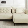 Modernes Ecksofa MARRAKESCH 265cm beige Samt 3-Sitzer inkl. Kissen Ottomane rechts