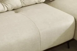 Modernes Ecksofa MARRAKESCH 265cm beige Samt 3-Sitzer inkl. Kissen Ottomane rechts