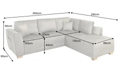 Modernes Ecksofa NORWAY 250cm taupe Vogue Velours Samt Schlafsofa mit Stauraum
