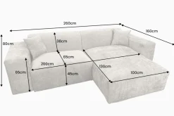Modernes Ecksofa SIGNATUR 260cm grau Chenille Cremona beidseitig stellbar inkl. Kissen