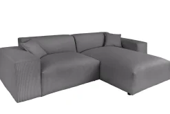 Modernes Ecksofa SIGNATUR 260cm anthrazit Cord beidseitig stellbar inkl. Kissen