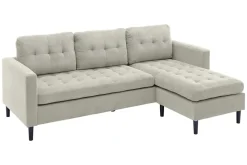 Modernes Ecksofa STOCKHOLM 220cm hellgrau Cordstoff Federkern 3-Sitzer-Sofa
