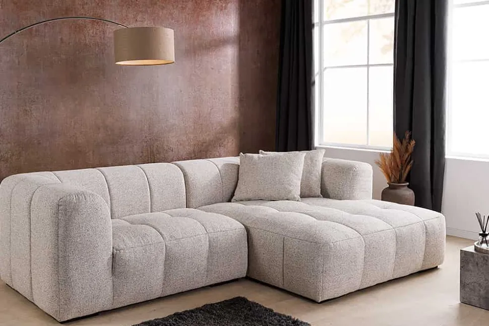 Modernes Ecksofa ZERO GRAVITY 240cm graphit beige Strukturstoff 3-Sitzer Couch