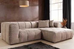 Modernes Ecksofa ZERO GRAVITY 240cm greige Cord 3-Sitzer Couch L-Form