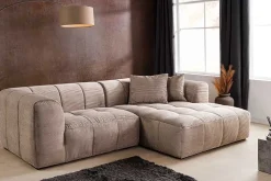 Modernes Ecksofa ZERO GRAVITY 240cm greige Cord 3-Sitzer Couch L-Form