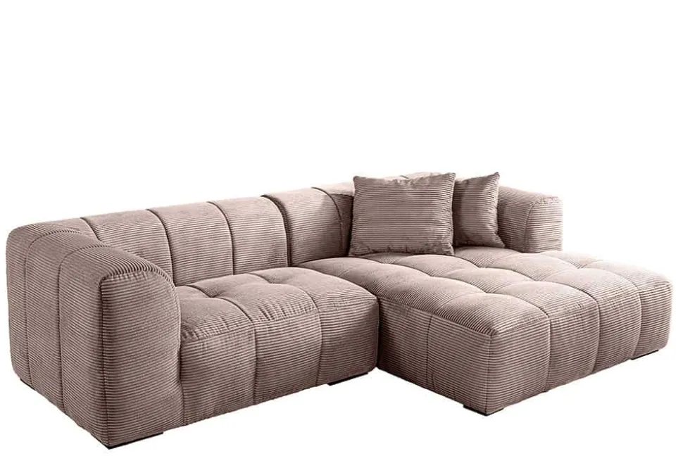 Modernes Ecksofa ZERO GRAVITY 240cm greige Cord 3-Sitzer Couch L-Form