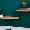 Modernes 2er Set Wandregal PURE NATURE 60cm schwarz Mangoholz massiv Metall handmade