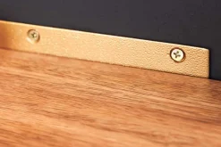 Modernes 2er Set Wandregal PURE NATURE 60cm gold Mangoholz massiv Metall handmade