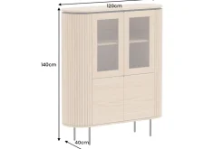 Modernes Highboard ATELIER 140cm natur Eiche schwarz Metall sechs Fächer