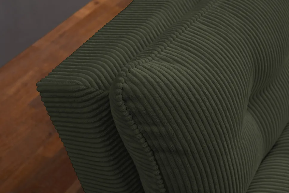 Modernes Schlafsofa COCOONING 190cm grün Cord 3-Sitzer Couch