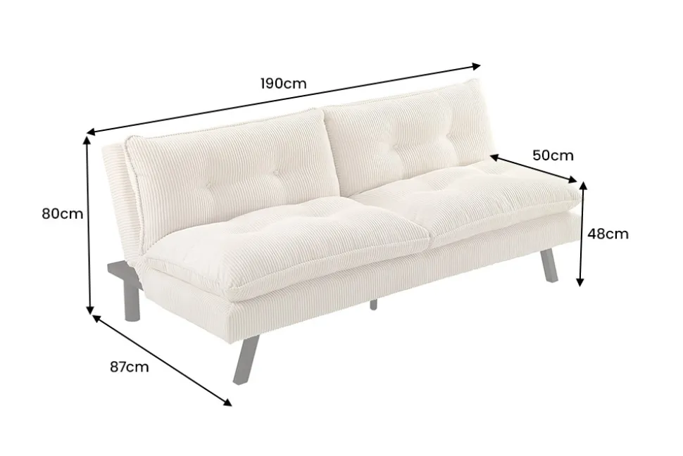 Modernes Schlafsofa COCOONING 190cm grau Chenillestoff 3-Sitzer Couch