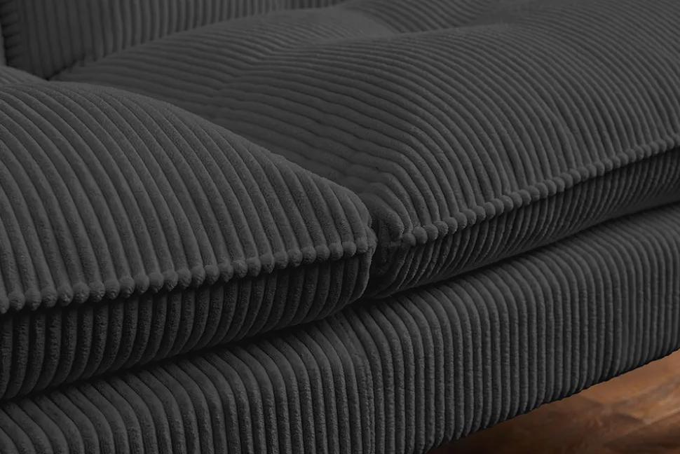 Modernes Schlafsofa COCOONING 190cm grau Cord 3-Sitzer Couch