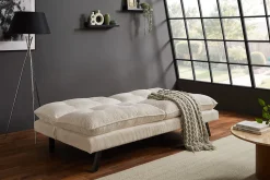 Modernes Schlafsofa COCOONING 190cm beige Cord 3-Sitzer Couch