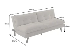 Modernes Schlafsofa COCOONING 190cm beige Cord 3-Sitzer Couch