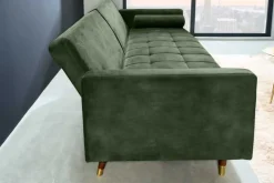 Modernes Schlafsofa COUTURE 200cm grün Microvelours 3-Sitzer Couch mit Schlaffunktion