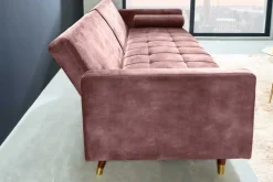 Modernes Schlafsofa COUTURE 200cm altrosa Microvelours 3-Sitzer Couch mit Schlaffunktion