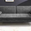 Modernes Schlafsofa COUTURE 200cm grau Microvelours 3-Sitzer Couch mit Schlaffunktion