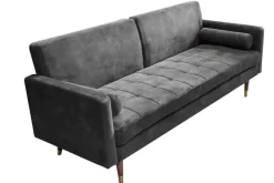 Modernes Schlafsofa COUTURE 200cm grau Microvelours 3-Sitzer Couch mit Schlaffunktion