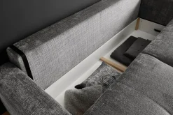 Modernes Schlafsofa DIAMOND 235cm silbergrau Chenille Cremona mit Stauraum 3-Sitzer