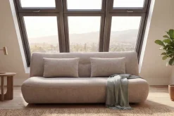 Modernes Schlafsofa ELYPSE 200cm greige Chenille 3-Sitzer Couch inkl. Kissen