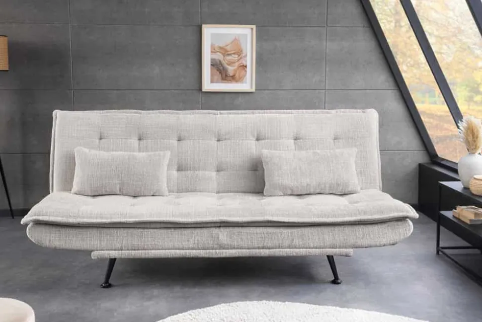 Modernes Schlafsofa JAZZ 190cm champagner beige Chenille 3-Sitzer Couch