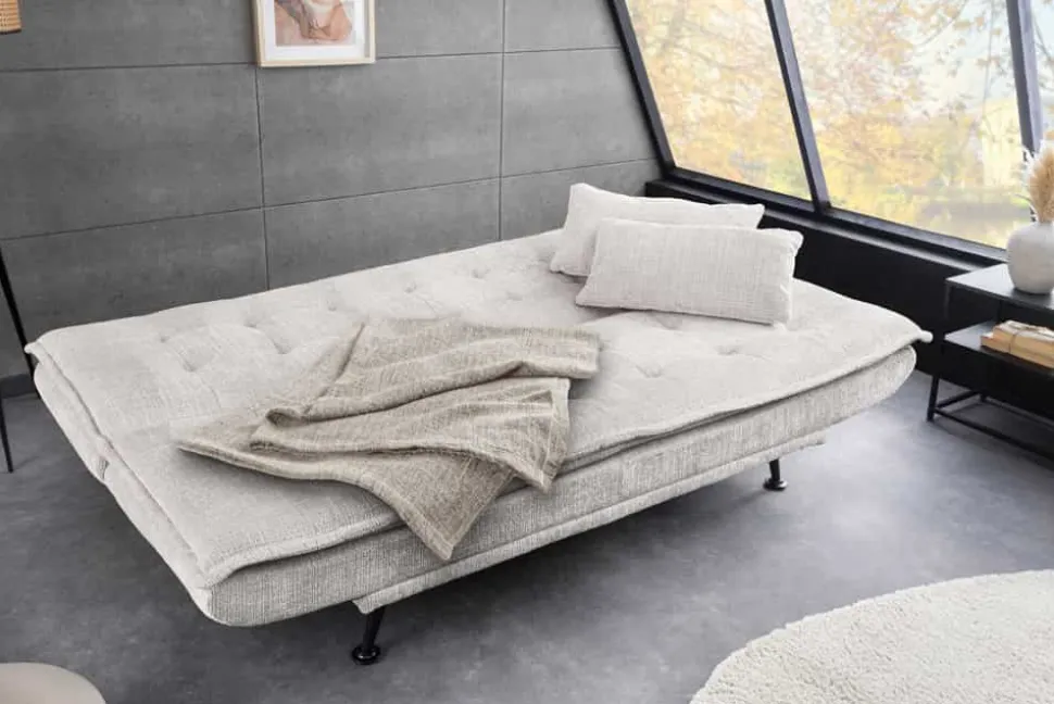 Modernes Schlafsofa JAZZ 190cm champagner beige Chenille 3-Sitzer Couch
